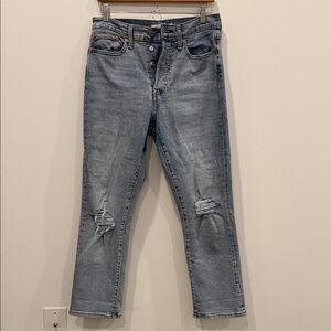 Levi's Light Blue Distressed Cropped Jeans